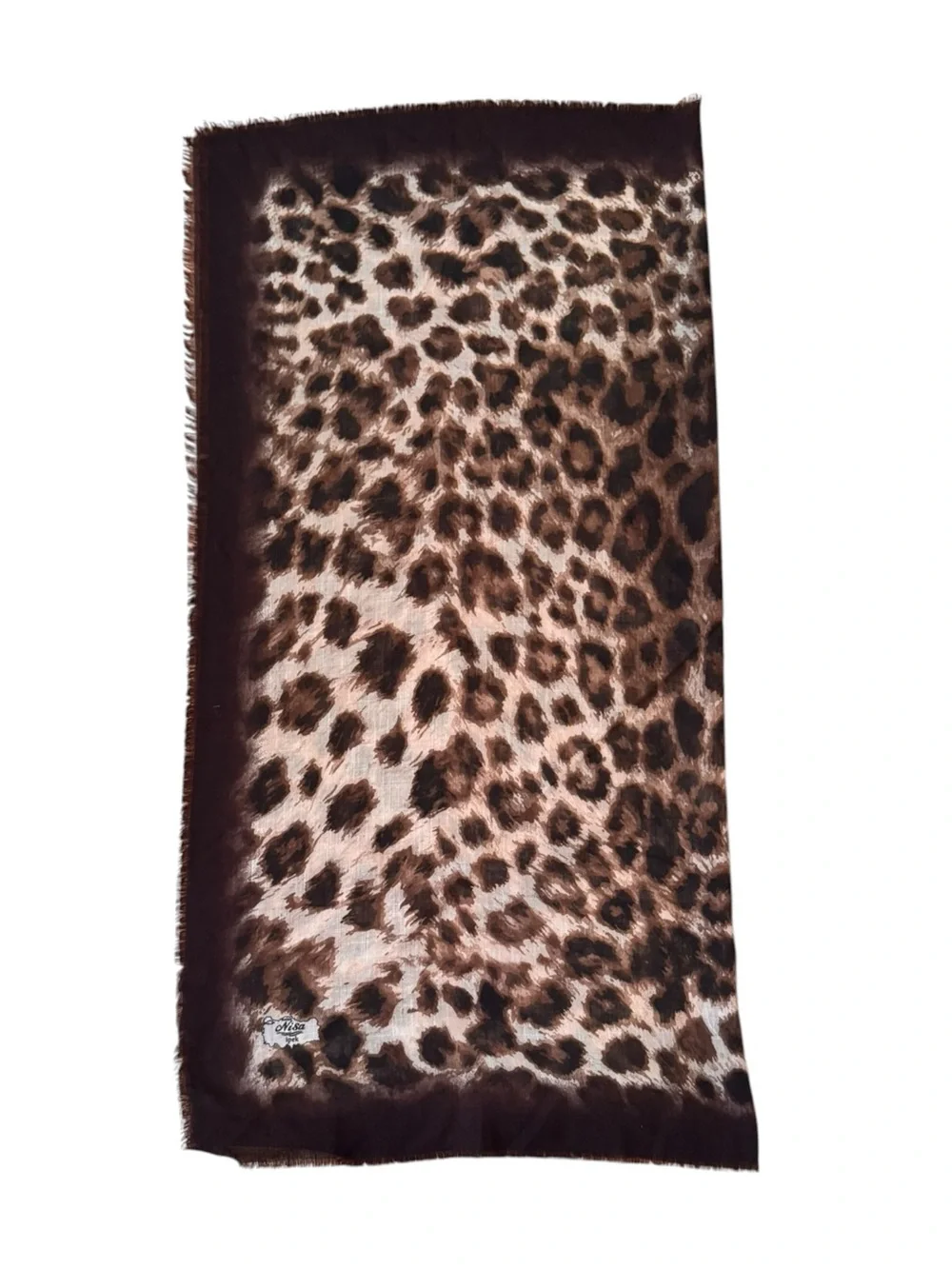 Elegant Leopard Print Wrap Scarf in Brown
